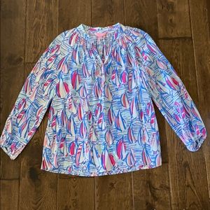 Lilly Pulitzer Elsa Silk Top Red Right Return